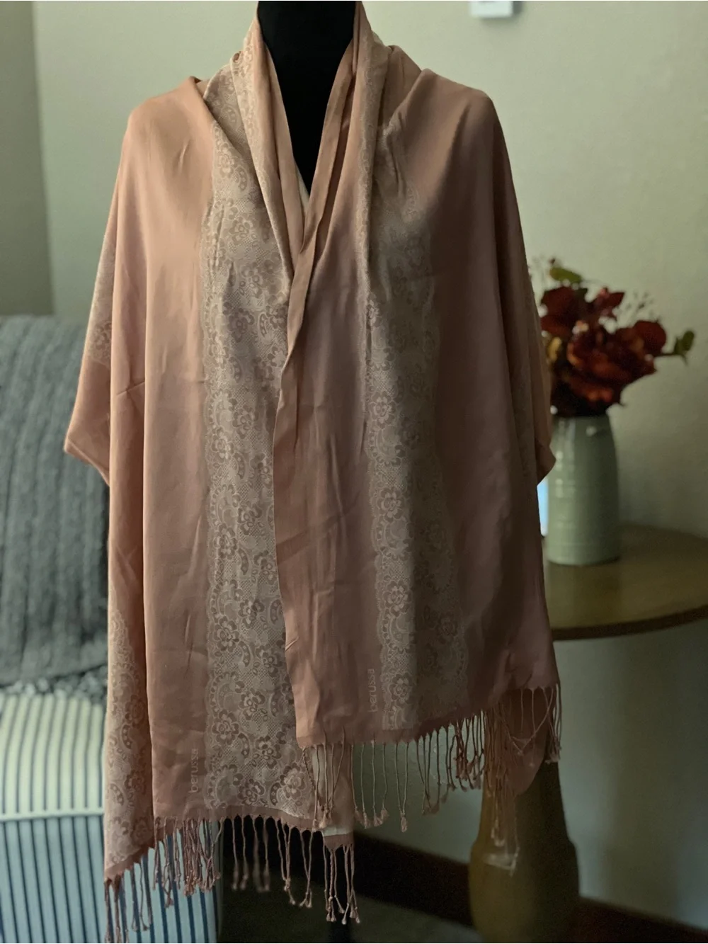 Pashmina Turkish Elegant Pink Women's Scarf - Lightweight Fringe Wrap